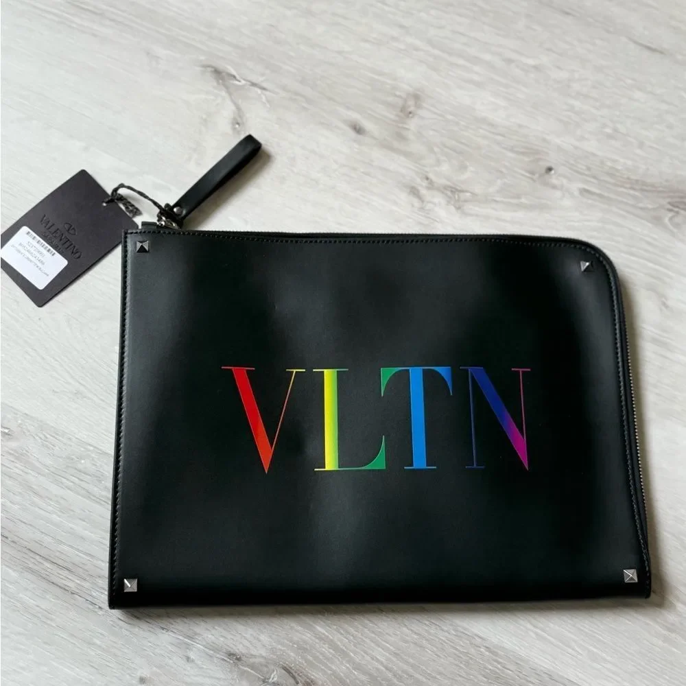 Valentino VLTN Document Holder Black/Muti‎ Color Nwt
